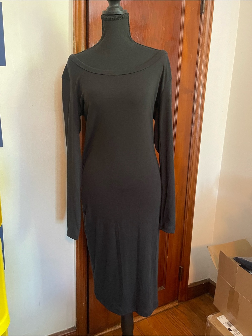 Nike Black Long-Sleeve Midi Bodycon Dress